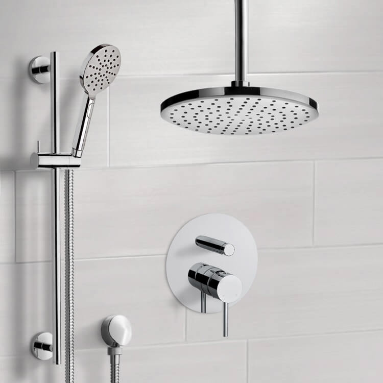 Remer SFR81-8 Chrome Shower Set With 8 Inch Rain Ceiling Shower Head and Hand Shower